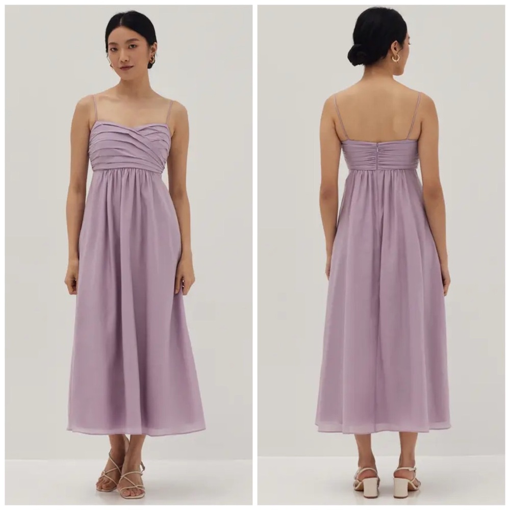 Love Bonito Arlette Pleat Fit & Flare Lavender Spaghetti Strap Dress Size 6